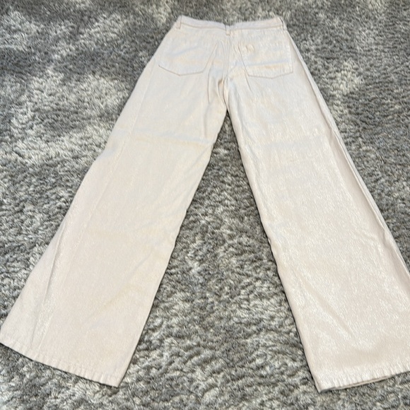 women's pants size 0, shiny cream color - Picture 7 of 13